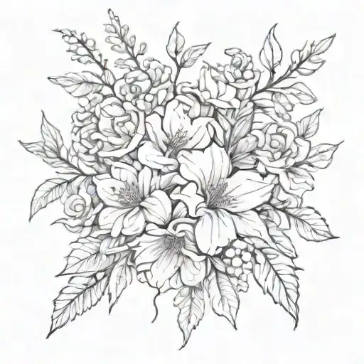 Flower Bouquet Fine Line