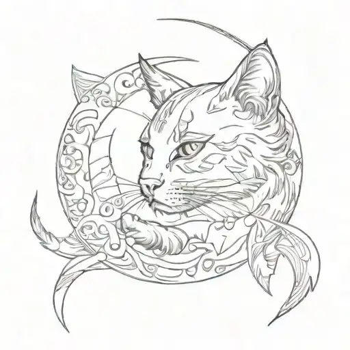 Kitty And A Crescent Moon