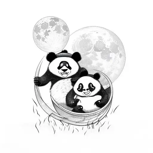 Kuala And Panda Holding A Moon