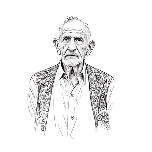 An Old Man In Front Of A Pink Background