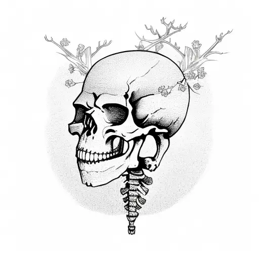 Skeleton Samarui Under Cherry Blossom