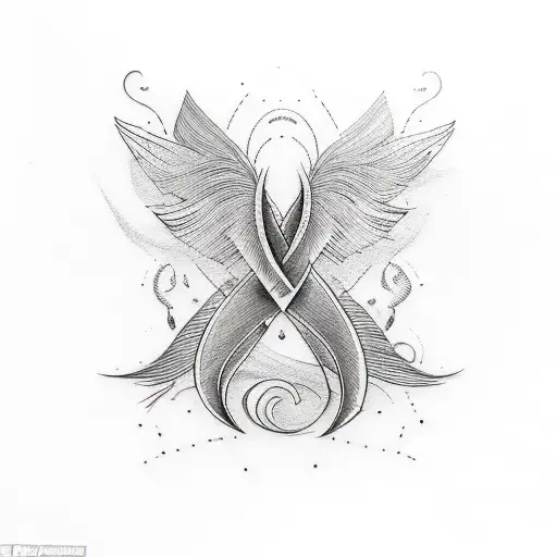 A Tattoo Design Of A Beach Waves And A Feather That Symbols Freedom