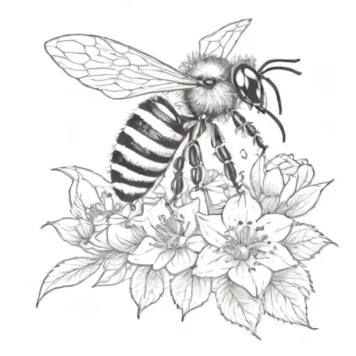 Bee And Flowers