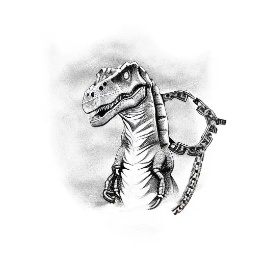 Dinosaur With Chain Around Neck