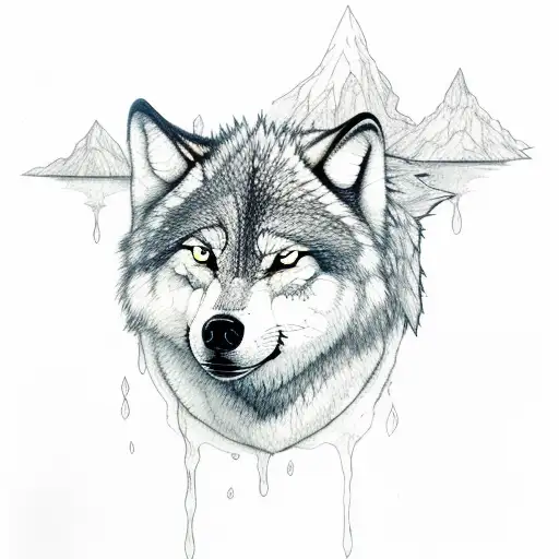 Child Wolf Drinking Water Surrounded By Nature
