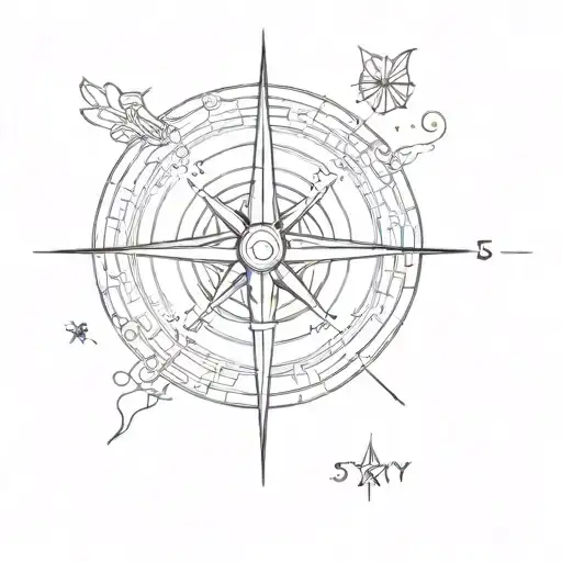Black And White Compass With The Inscription Stay And Symbols Ate