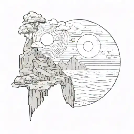 2 Suns And A Cliff Overlooking The Ocean