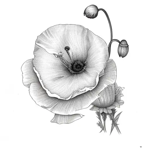 Morning Glory Poppy And Snowdrop Flowers All In A Small Bunch Thin And Dainty