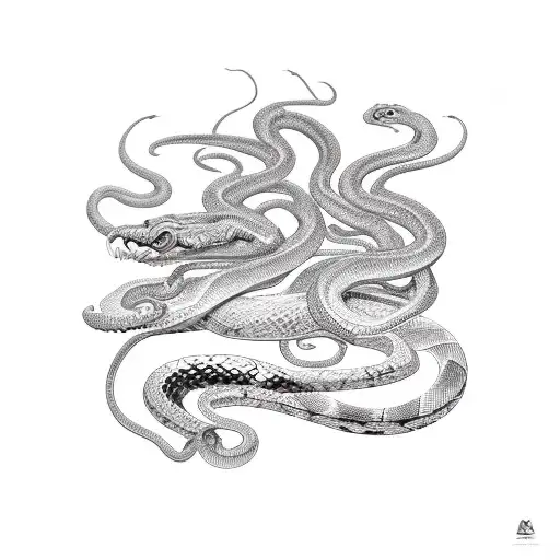 A Stylized Snake Coiled Around A Samurai Sword