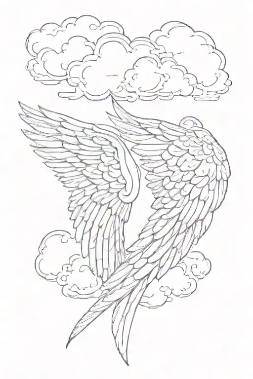 Wings With Cloud Backround