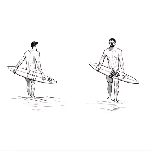 Two Surfers On A Beach