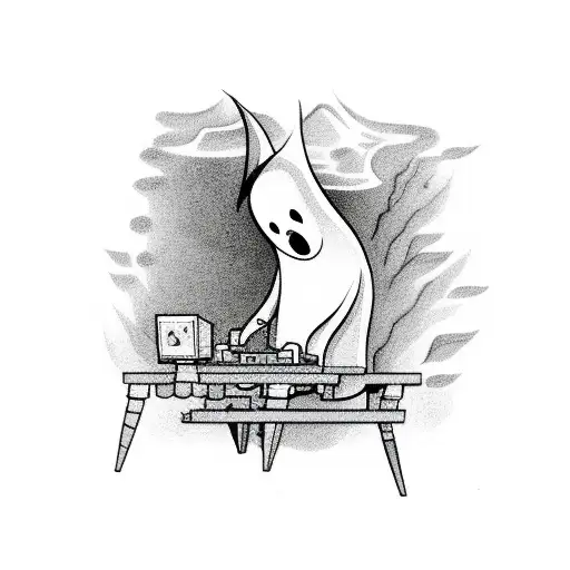Cartoon Ghost Playing Video Games