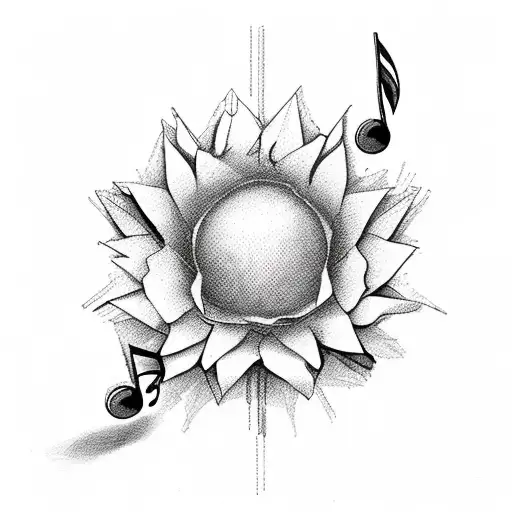 Flower With Music Notes Falling