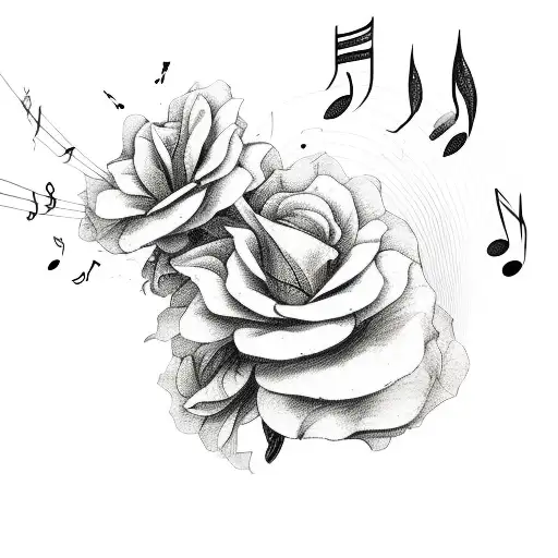 Flower With Music Notes Falling