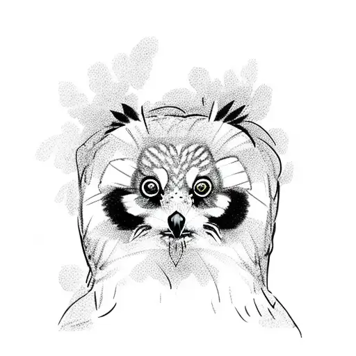 Owl Red Panda Cherry Blossom