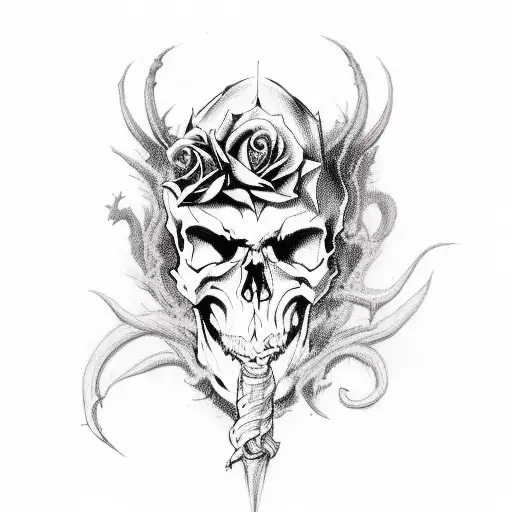 Demons And Skull With Roses