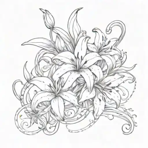 Lilies And Music Note Intertwined