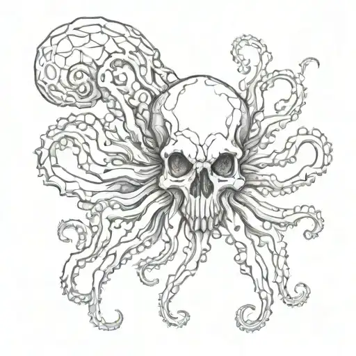 Octopus Skeleton With Skull Face