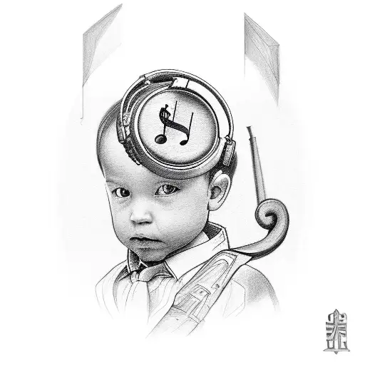 A Portrait Of Your Brother With A Musical Note And A Briefcase Incorporated Into The Design