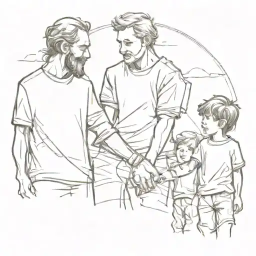 Two Sons And Father Holding Hands Watch