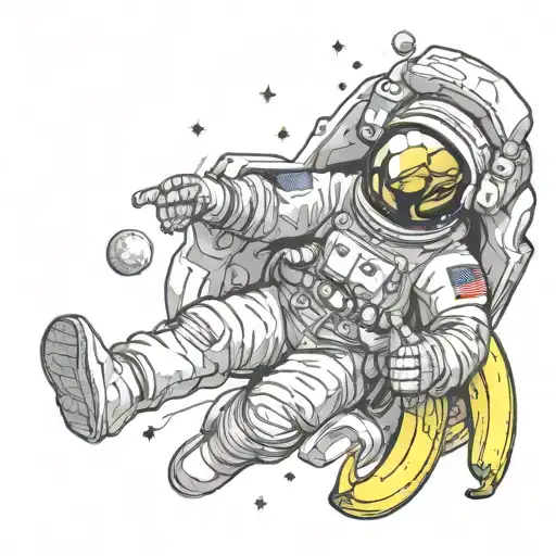 Astronaut Flying A Banana Into Space