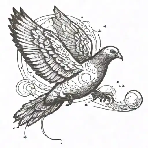 Pigeon Flying A Banana Into Space