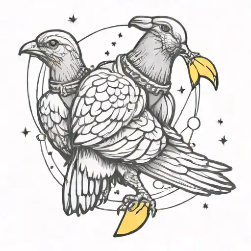 Pigeon Riding A Banana Into Space