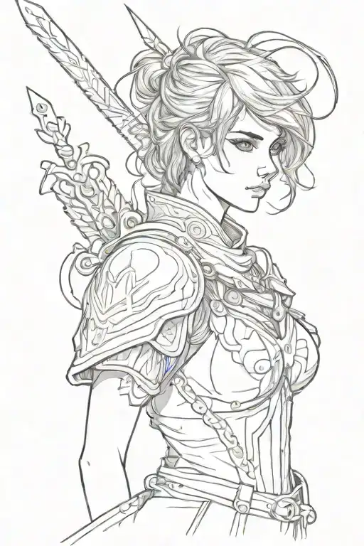 Warrior Girl With Short Dark Hair