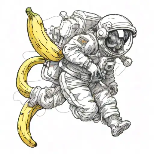 Cosmonaut Riding A Banana Into Space