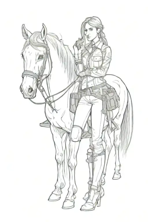 A Girl Holding A Gun And Standing Next To Her Horse