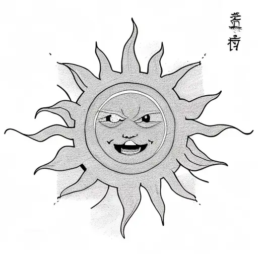 A Sun With A River And A Text Written Ci