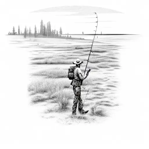 A Hunting Rifle And Fishing Rod Crossed With A Background Of Texas And Mississippi Landscapes