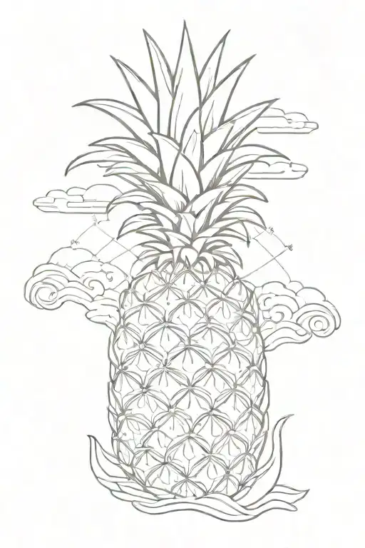 Pineapple With Ocean Sunset