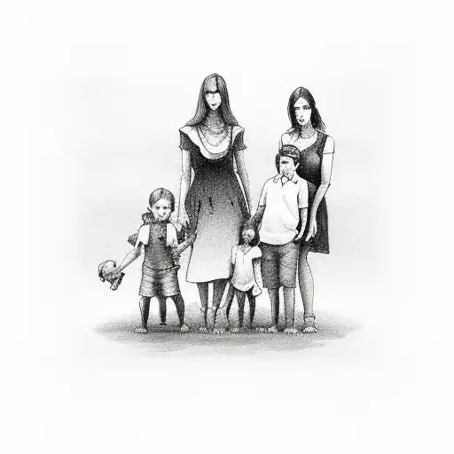 Mother And Four Kids