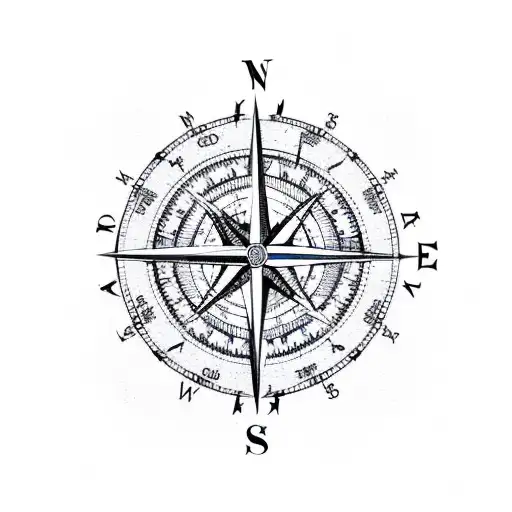 Compass With A Nautical Map And Islands