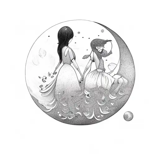 2 Girls On A Croissant Moon