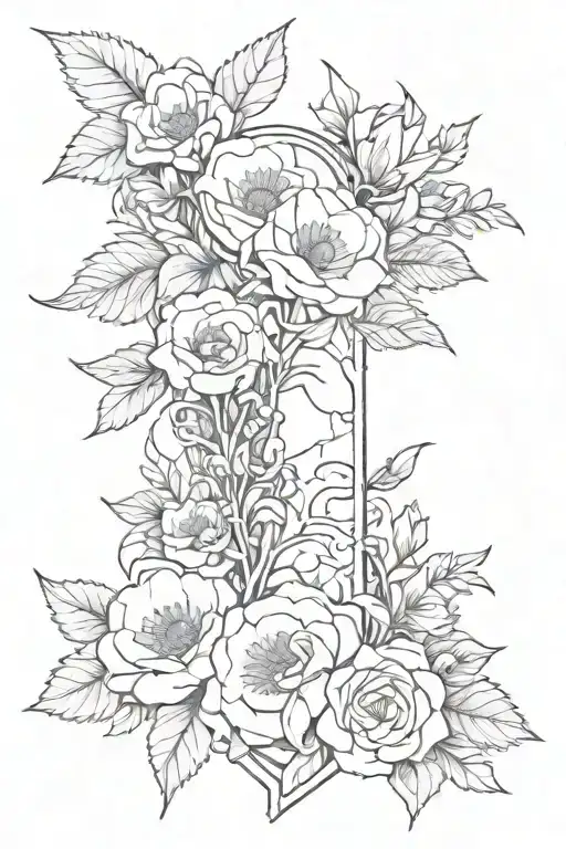 Broken Sword With Flowers Growing Out Of It