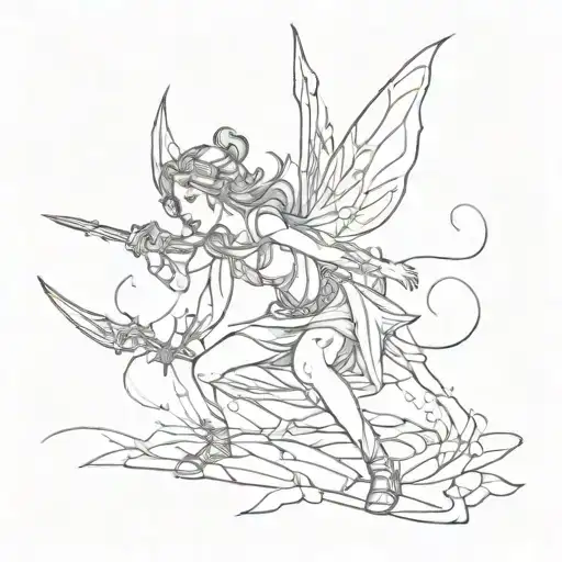 Fairy Fighting Her Own Emotions Representing Mental Health Struggles With A Heart Shaped Sword