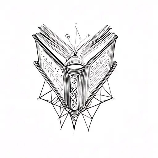 Book Tattoo With Geometry Patterns
