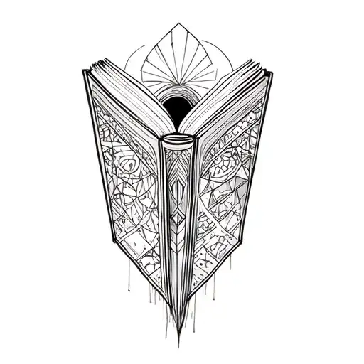 Book Tattoo With Geometry Patterns