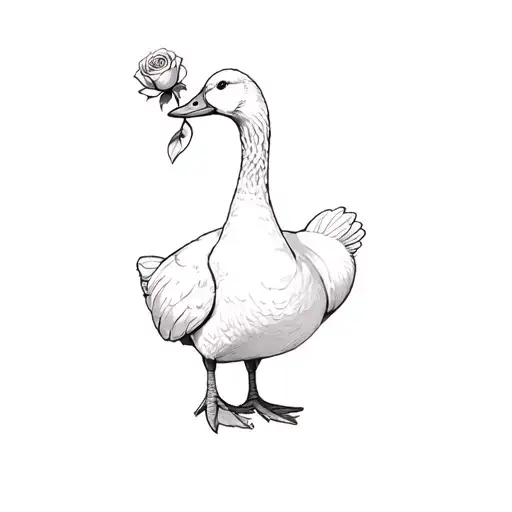 A Goose With A Rose In Its Mouth