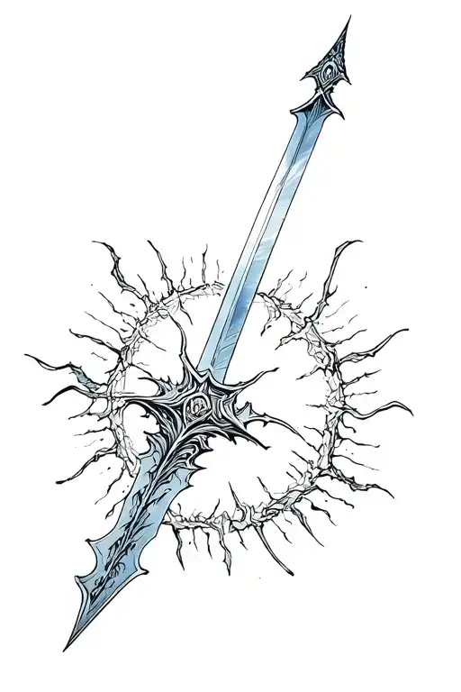 Broken Sword With Lycoris Radiata Around The Blade