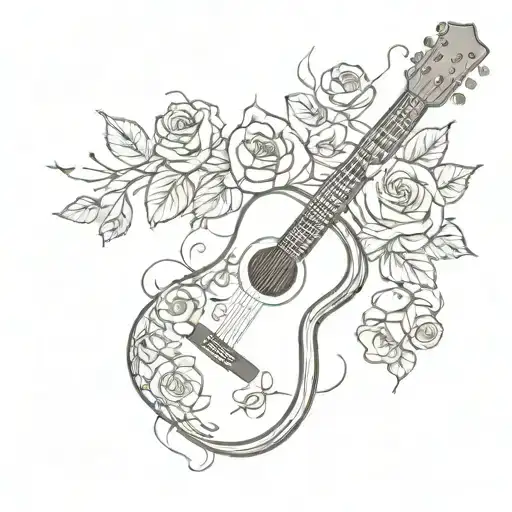 Guitar With Roses And Cross