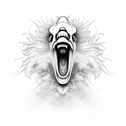 A Screaming Griffin Head From The Front With Smoke In The Background
