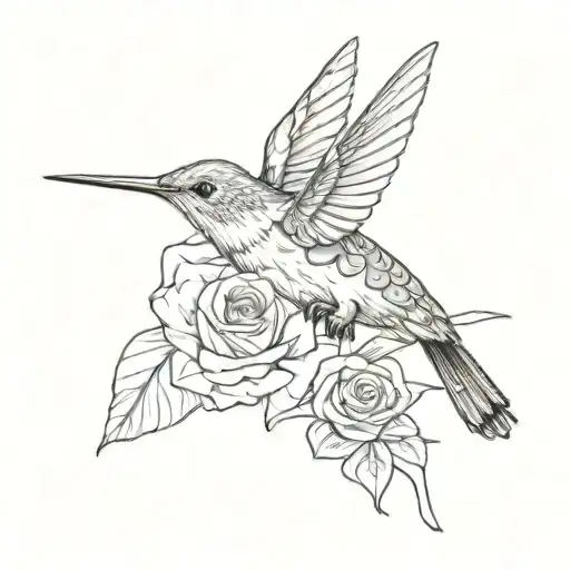 Hummingbird With Rose