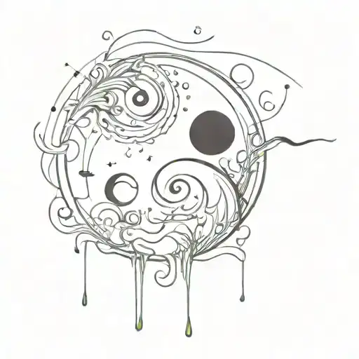 An Abstract Design Featuring Swimming Strokes And Musical Instruments In A Yin Yang Formation
