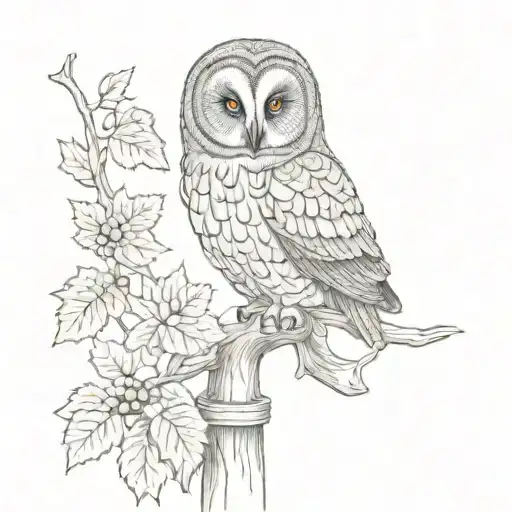 A Great Grey Owl Perched On A Vineyard With A Glass Of Wine