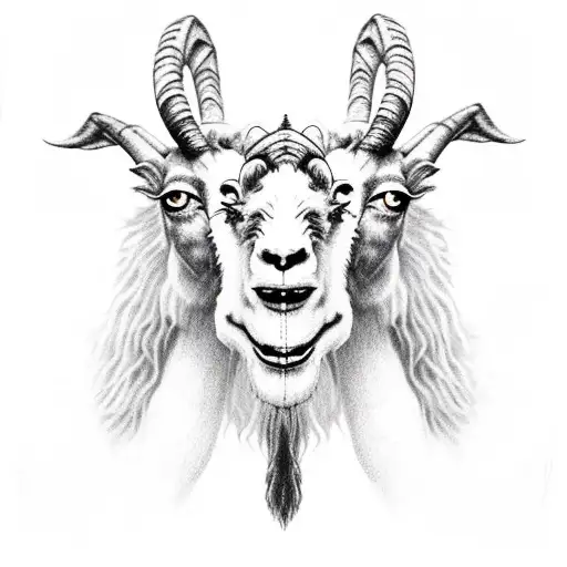 Two Headed Goat Where One Head Is Evil And The Other Is Good