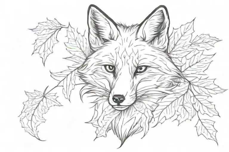 Fox With Maple Leaves