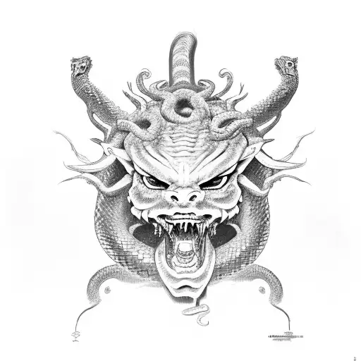 Demon Samurai Cutting Snakes Off Of Medusa's Head